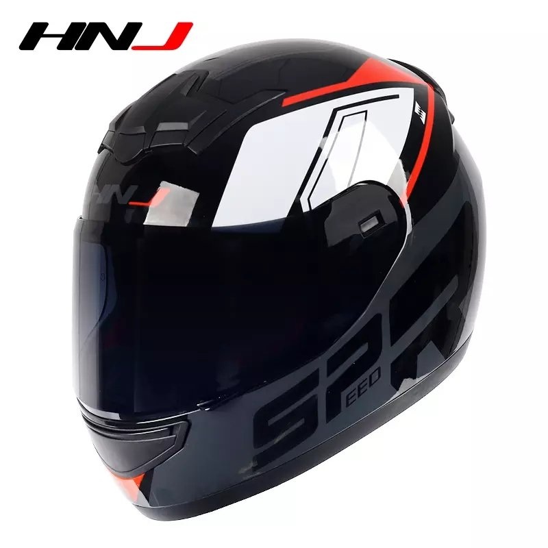Black, Red, Gray & White HNJ Motorcycle Helmet Black Visor Small (S)= 50-53 CM’s