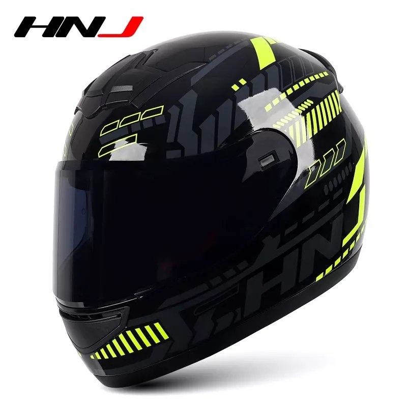Black, Yellow & Gray Pulse HNJ Motorcycle Helmet with Black Visor Black Visor Small (S)= 50-53 CM’s