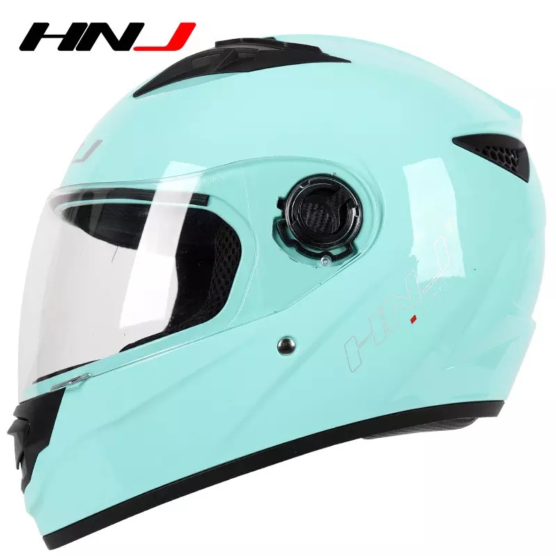 Blue Mint HNJ Motorcycle Helmet with Clear Visor Clear Visor