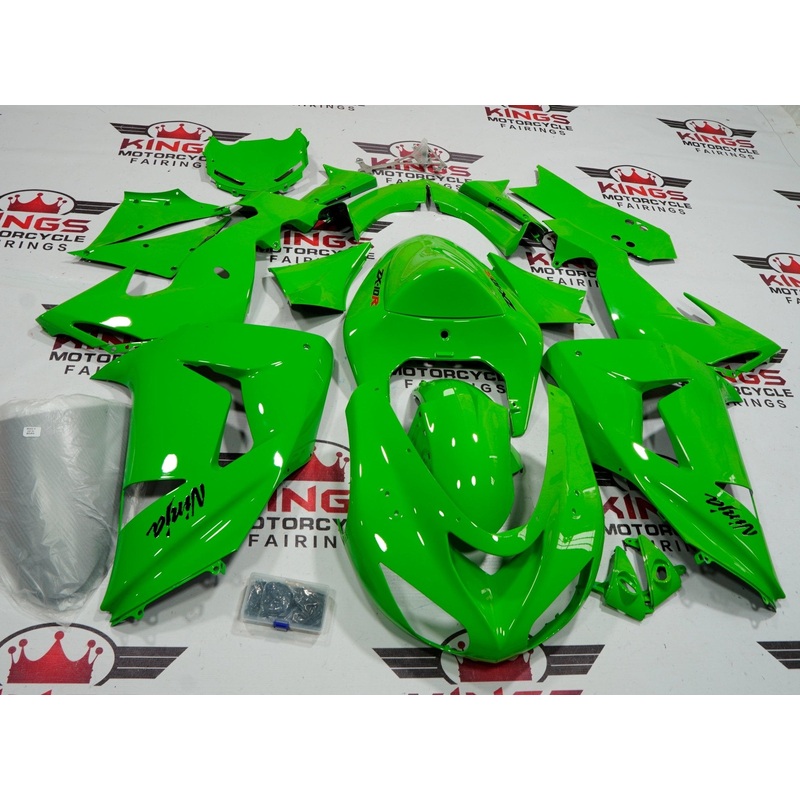 Fairing kit for a Kawasaki Ninja ZX10R (2006-2007) Green Clear Windscreen: Free No Seat Cowl No Bolt Kit