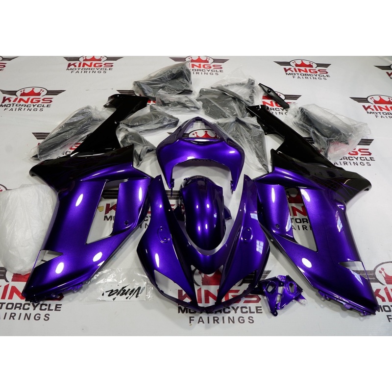 Fairing kit for a Kawasaki Ninja ZX6R 636 (2007-2008) Purple & Black Clear Windscreen: Free No Seat Cowl No Bolt Kit