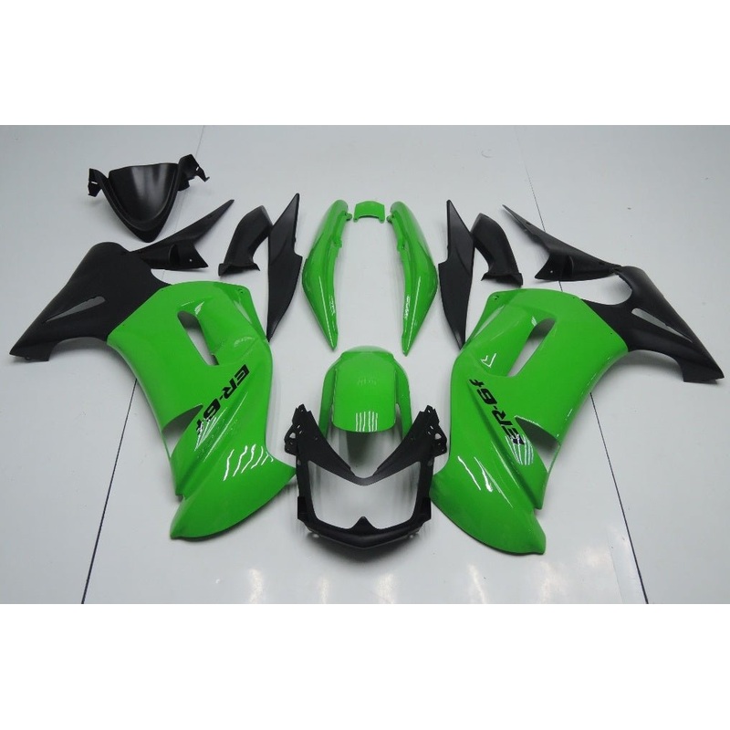 Fairings for Kawasaki Ninja 650 (2006-2008) Green, Black Clear Windscreen: Free No Bolt Kit
