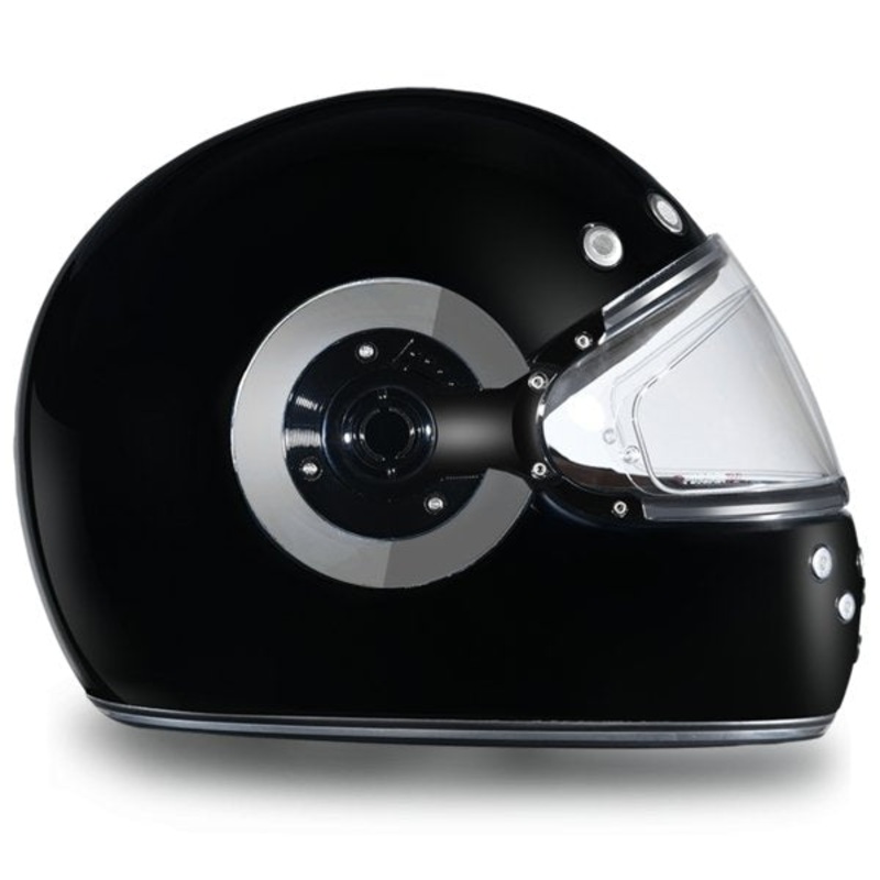 GLOSS BLACK & CHROME DAYTONA RETRO MOTORCYCLE HELMET – R1A XS