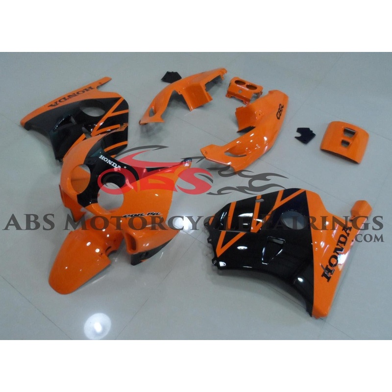 Honda CBR250 MC22 (1990-1998) Orange & Black Fairings Clear Windscreen: Free Bolt Kit: No