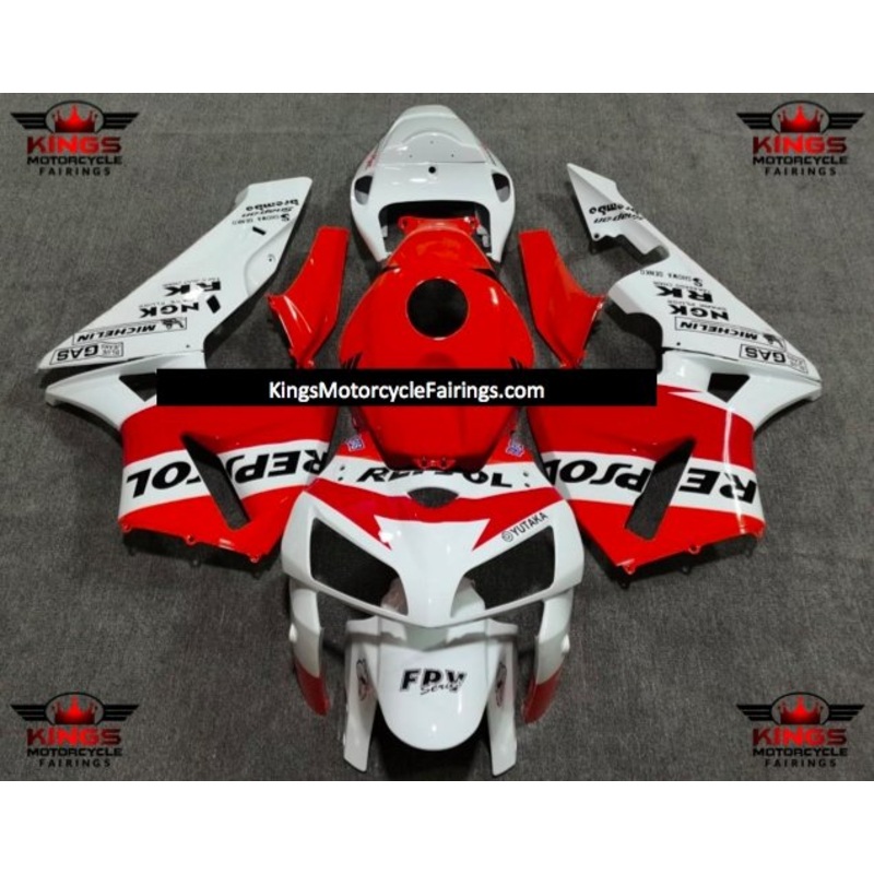 Honda CBR600RR (2005-2006) White, Orange & Red Repsol Fairings No Seat Cowl No Bolt Kit No Tank