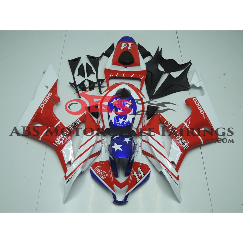 Honda CBR600RR (2007-2008) Red, White & Blue Coca Cola Fairings No Seat Cowl No Bolt Kit No Tank