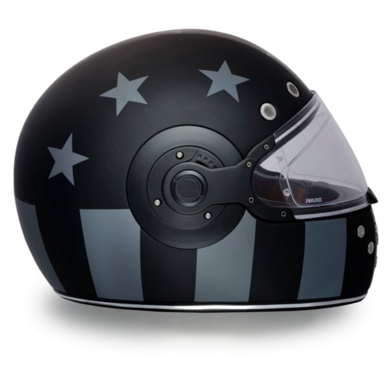 MATTE BLACK & GRAY DAYTONA RETRO CAPTAIN AMERICA MOTORCYCLE HELMET – R6CAS XS