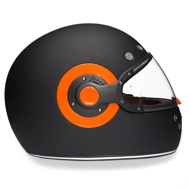 MATTE BLACK & ORANGE DAYTONA RETRO MOTORCYCLE HELMET – R1O XS