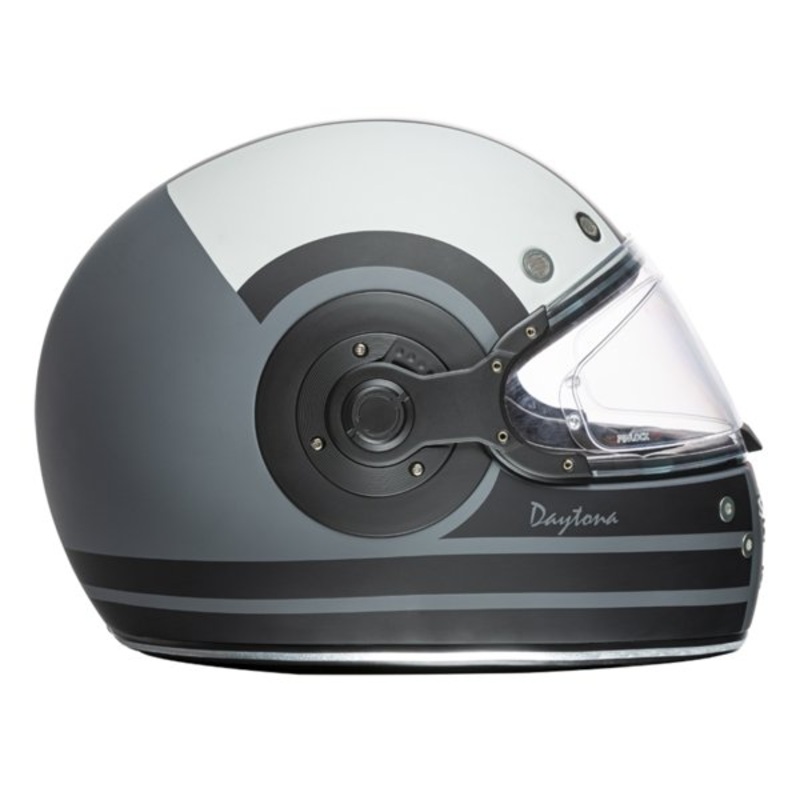 MATTE GRAY, BLACK & WHITE DAYTONA RETRO MOTORCYCLE HELMET – R6R XS