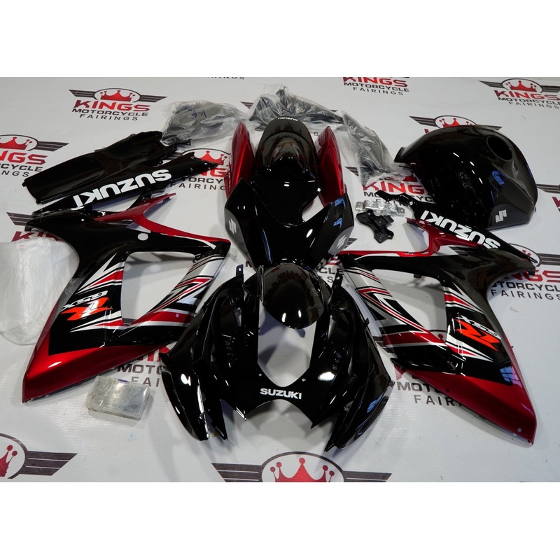 Suzuki GSXR600 (2006-2007) Black & Candy Apple Red Fairings No Seat Cowl No Bolt Kit No Tank
