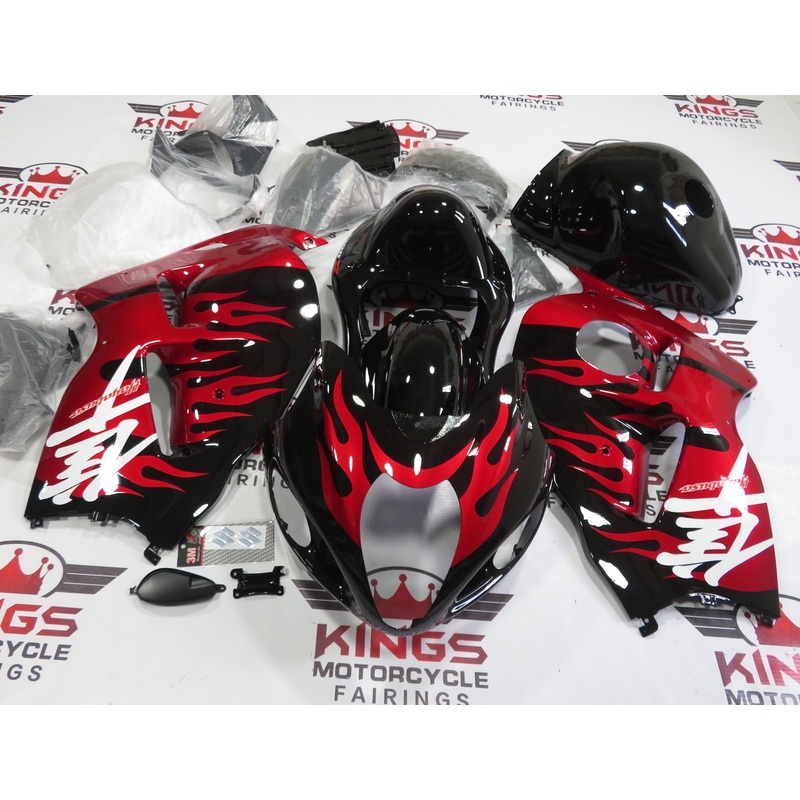 Suzuki Hayabusa (1999-2007) Black & Candy Apple Red Flame Fairings No Seat Cowl No Bolt Kit No Tank