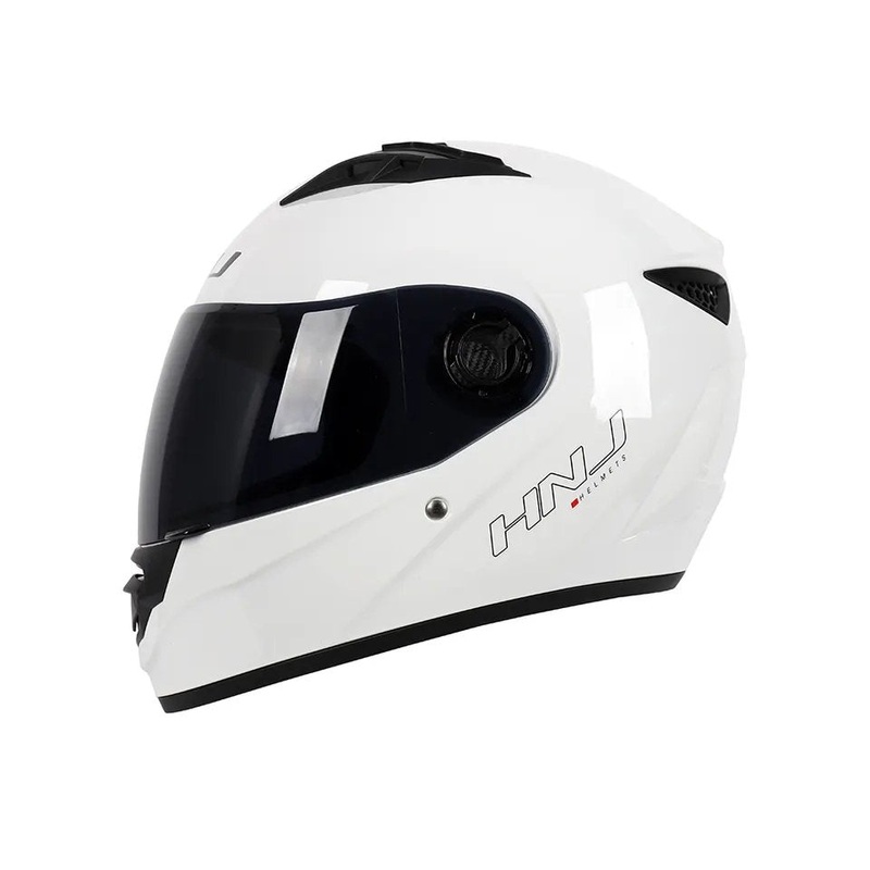 White HNJ Motorcycle Helmet with Black Visor Clear Visor