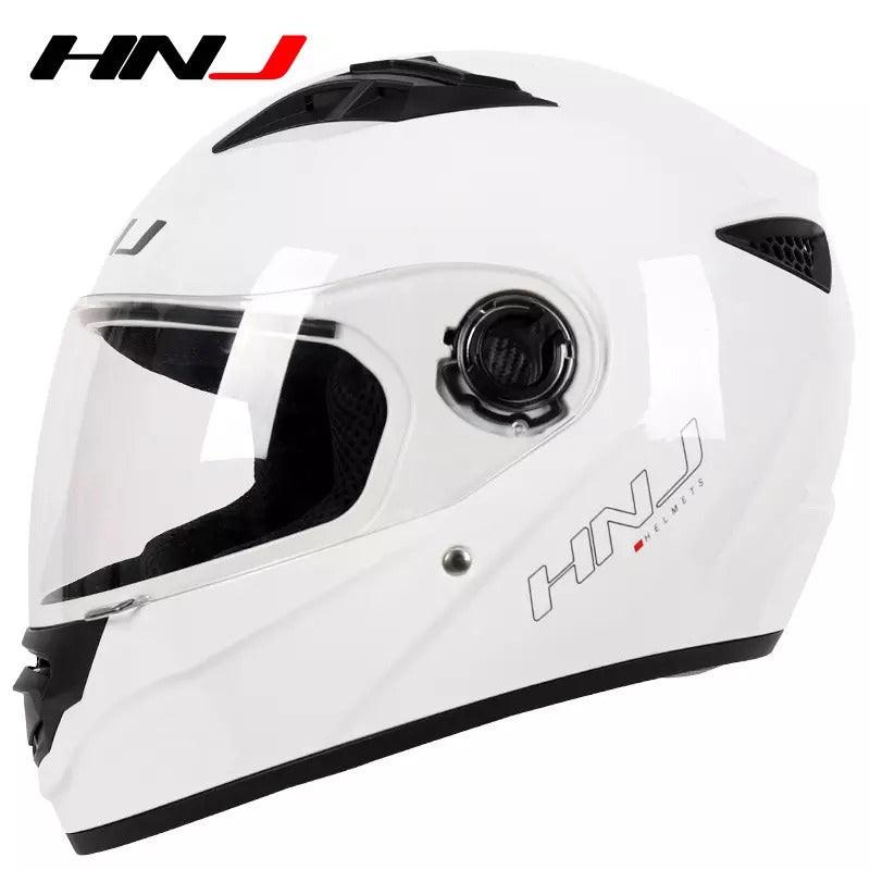 White HNJ Motorcycle Helmet with Clear Visor Clear Visor