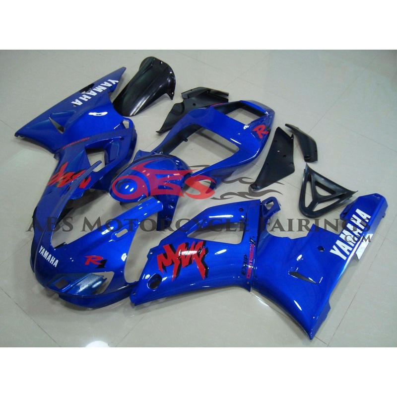 Yamaha YZF-R1 (1998-1999) Blue, Red, White & Black Fairings Clear Windscreen: Free No Seat Cowl No Bolt Kit
