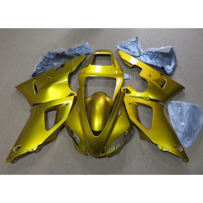 Yamaha YZF-R1 (1998-1999) Gold Fairings Clear Windscreen: Free No Seat Cowl No Bolt Kit
