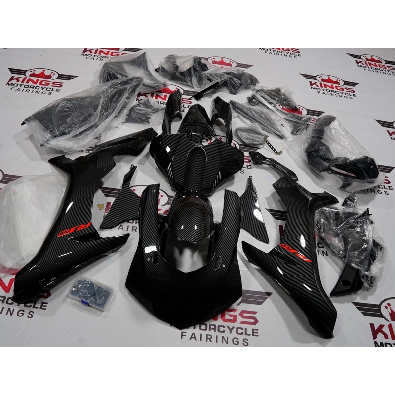 Yamaha YZF-R1 (2015-2019) Faux Carbon Fiber, Gloss Red Fairings No Seat Cowl No Bolt Kit No Tank