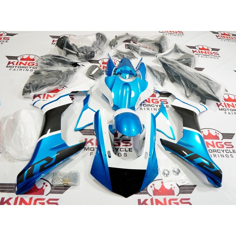 Yamaha YZF-R1 (2020-2025) Blue, White, Faux Carbon Fiber Fairings No Seat Cowl No Bolt Kit No Tank
