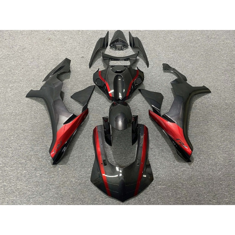 Yamaha YZF-R1 (2020-2025) Faux Carbon Fiber, Red Fairings No Seat Cowl No Bolt Kit No Tank