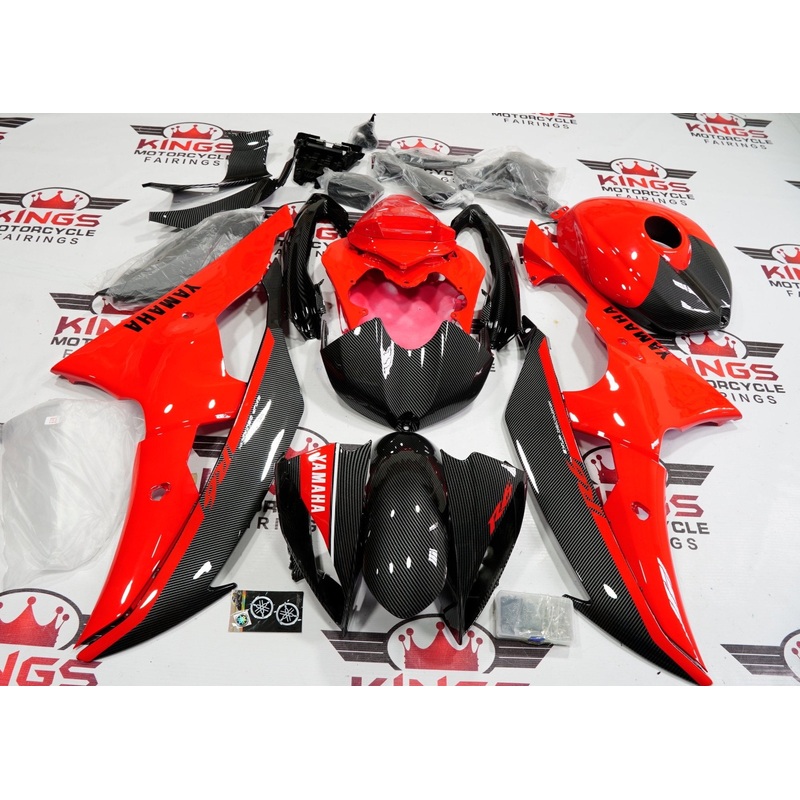 Yamaha YZF-R6 (2008-2016) Faux Carbon Fiber, Red & Black Fairings No Seat Cowl No Bolt Kit No Tank