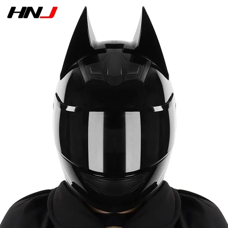 Black Batman HNJ Motorcycle Helmet with Black Visor Black Visor Small (S)= 50-53 CM’s