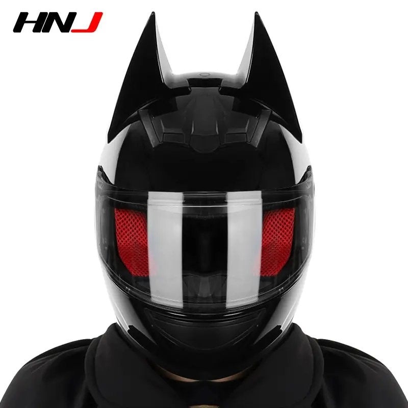 Black Batman HNJ Motorcycle Helmet with Clear Visor Black Visor Small (S)= 50-53 CM’s