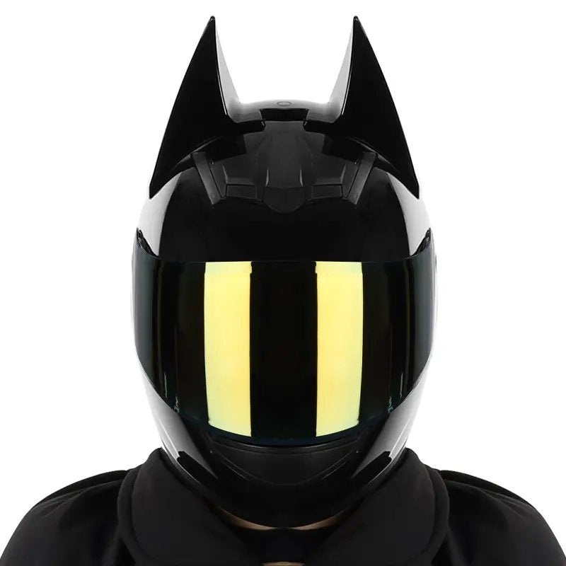 Black Batman HNJ Motorcycle Helmet with Gold Visor Black Visor Small (S)= 50-53 CM’s