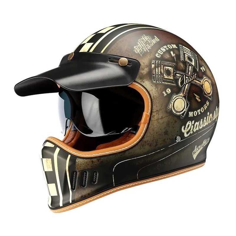 Brown Retro Beasley Motorcycle Helmet Small (S)= 50-53 CM’s