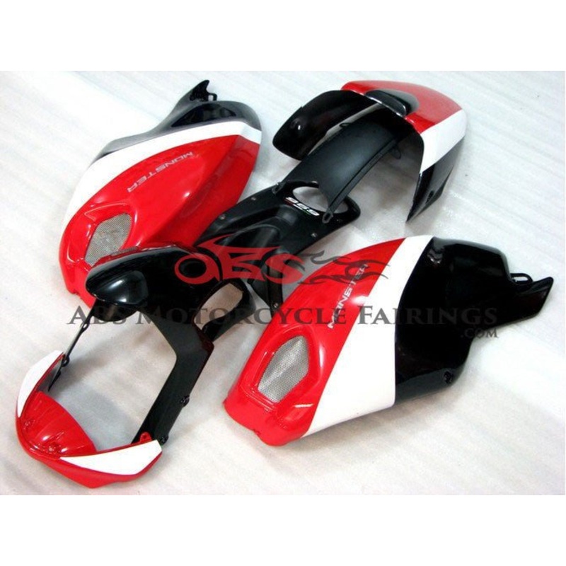 DUCATI MONSTER 696/796/1100 (2009-2016) BLACK, RED & WHITE FAIRINGS Clear Windscreen: Free No Bolt Kit