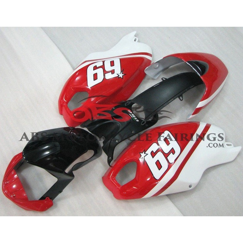 DUCATI MONSTER 696/796/1100 (2009-2016) RED, WHITE & BLACK #69 FAIRINGS Clear Windscreen: Free No Bolt Kit