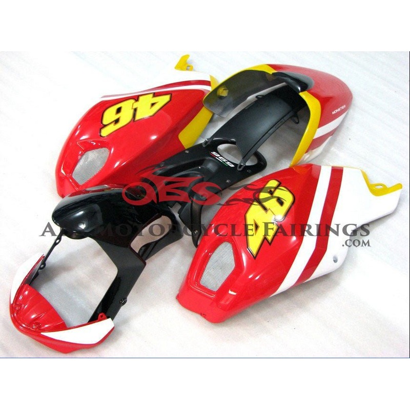 DUCATI MONSTER 696/796/1100 (2009-2016) RED, WHITE, YELLOW, BLACK FAIRINGS Clear Windscreen: Free No Bolt Kit