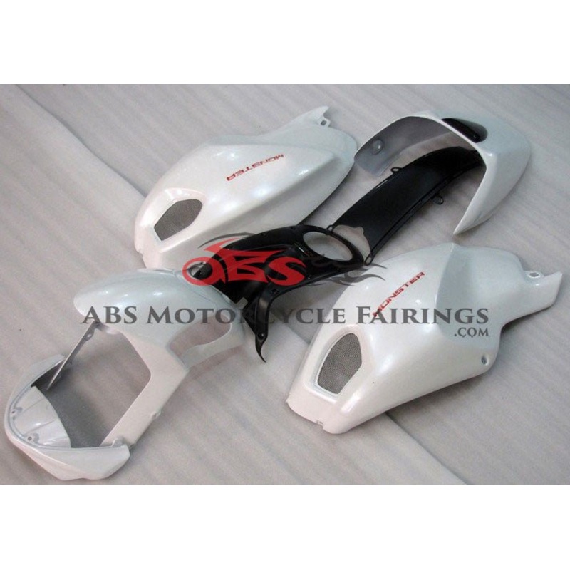 DUCATI MONSTER 696/796/1100 (2009-2016) WHITE FAIRINGS Clear Windscreen: Free No Bolt Kit
