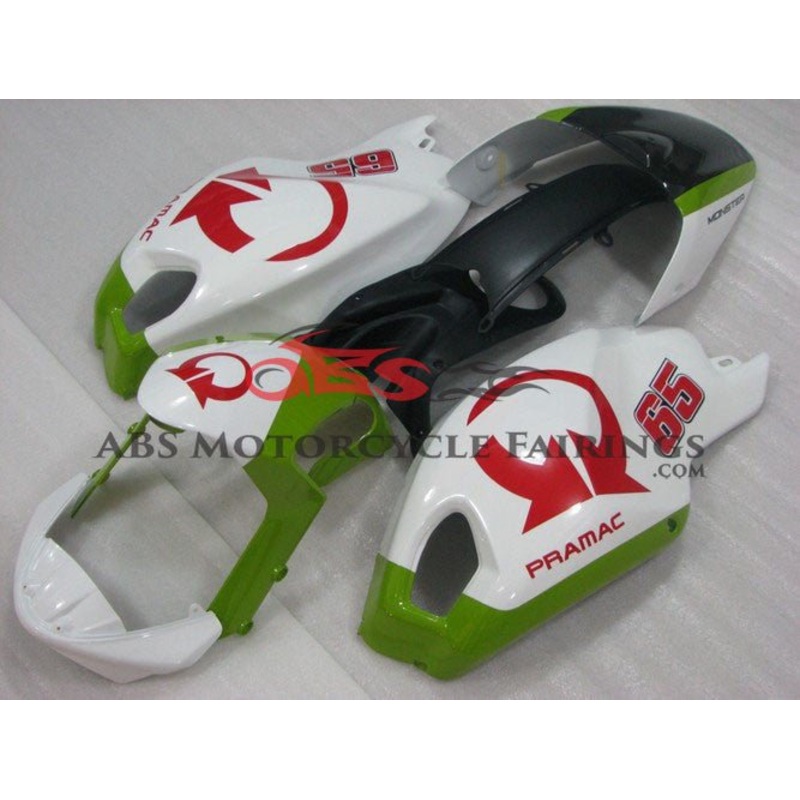 DUCATI MONSTER 696/796/1100 (2009-2016) WHITE, GREEN, RED PRAMAC FAIRINGS Clear Windscreen: Free No Bolt Kit