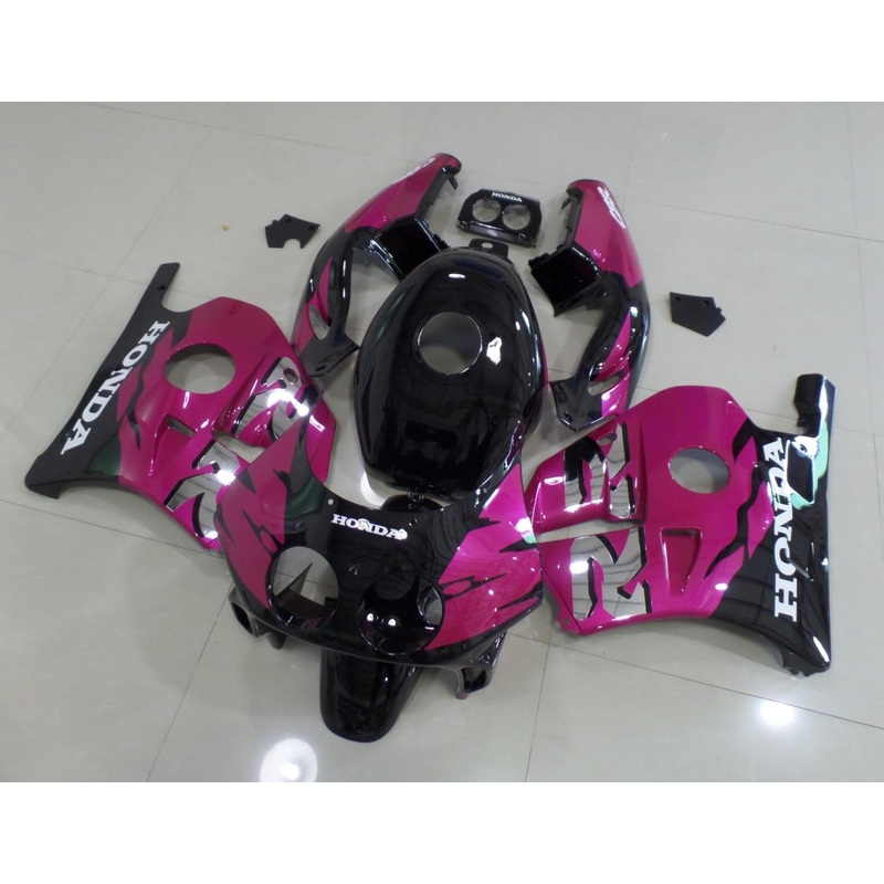 Honda CBR250 MC22 (1990-1998) Pink, Black & Chrome Fairings Clear Windscreen: Free Bolt Kit: No
