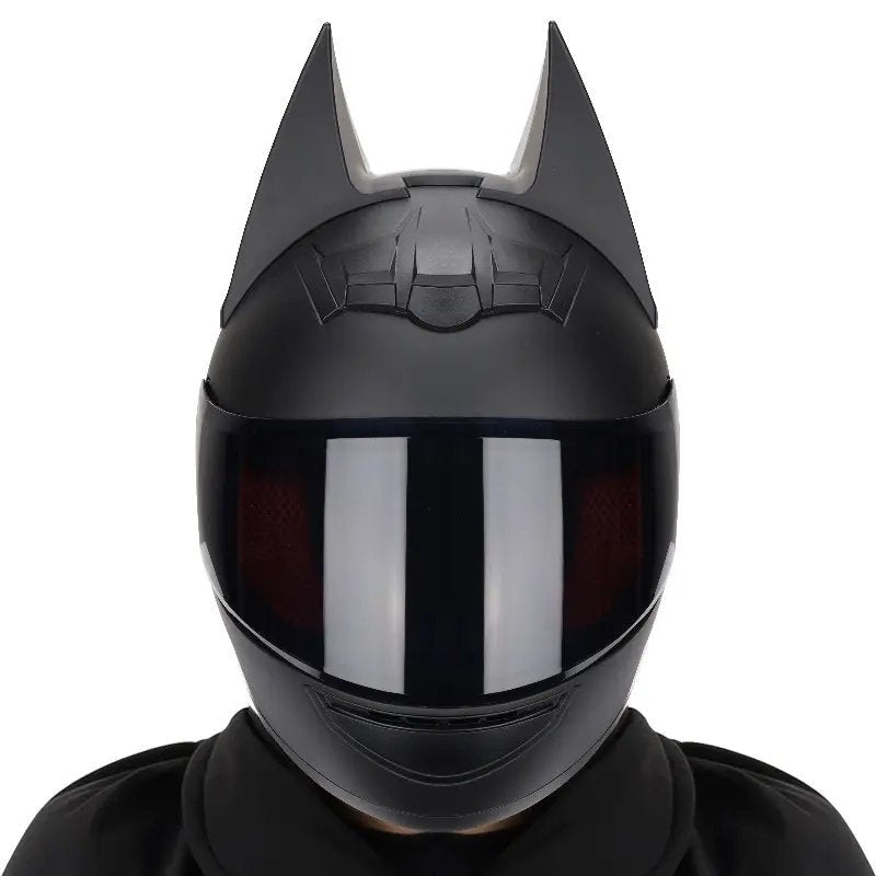 Matte Black Batman HNJ Motorcycle Helmet with Black Visor Black Visor Small (S)= 50-53 CM’s