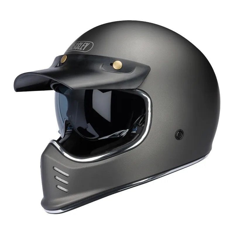 Matte Gray Beasley Motorcycle Helmet Small (S)= 50-53 CM’s