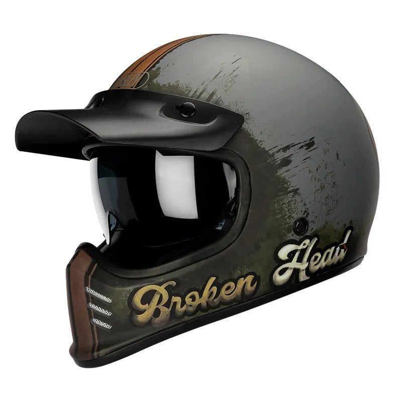 Matte Gray Broken Heart Beasley Motorcycle Helmet Small (S)= 50-53 CM’s