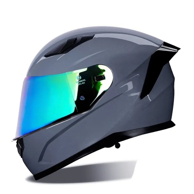 Nardo Gray HNJ Motorcycle Helmet with Blue Visor Black Visor Medium (M)= 52-53 CM’s