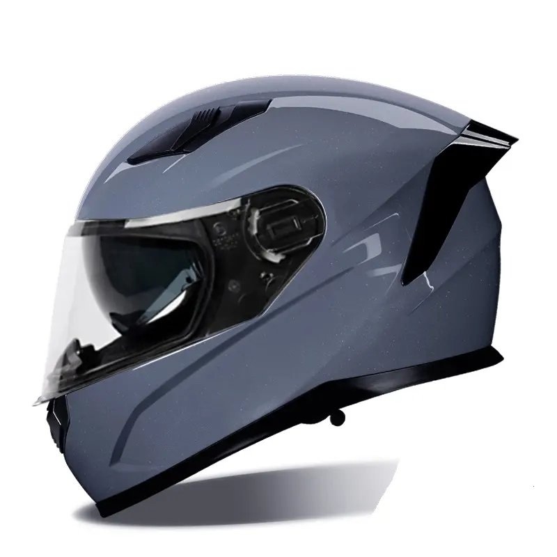 Nardo Gray HNJ Motorcycle Helmet with Clear Visor Black Visor Medium (M)= 52-53 CM’s