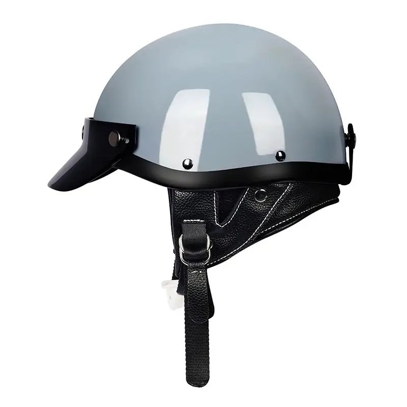 Nardo Gray Retro Open Face 3/4 Beasley Motorcycle Helmet Small (S)= 50-53 CM’s Black