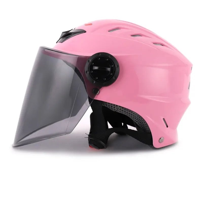 Pink Half Face Motorcycle Helmet with Large Black Visor Clear Visor Small (S)= 50-53 CM’s