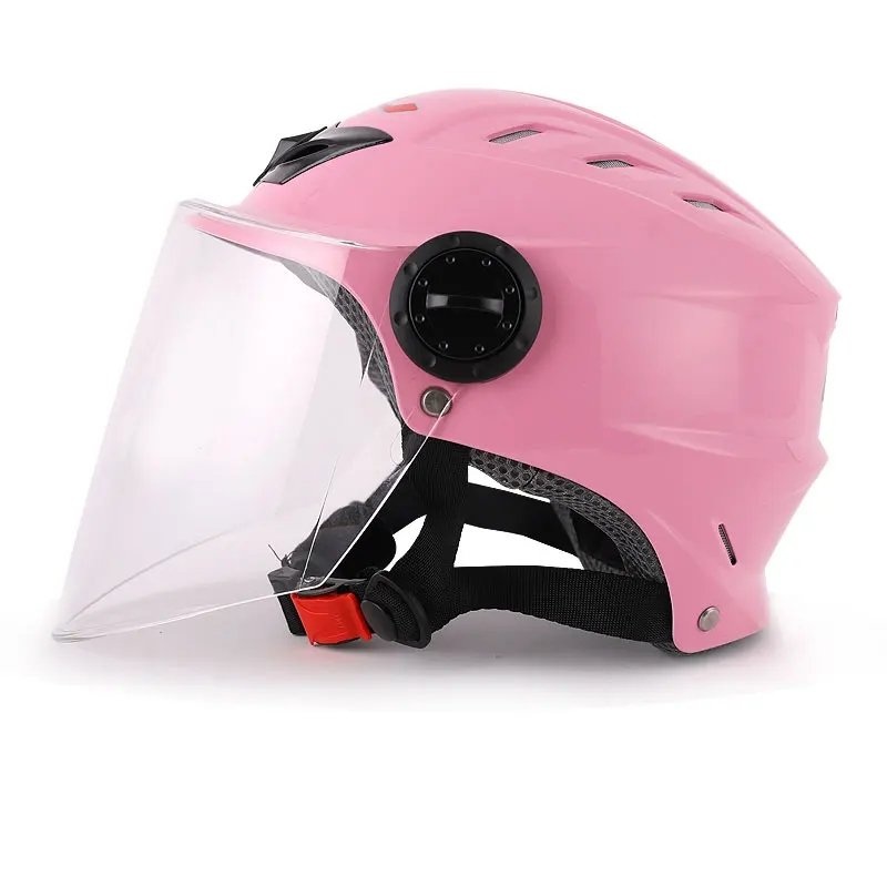 Pink Half Face Motorcycle Helmet with Large Clear Visor Clear Visor Small (S)= 50-53 CM’s