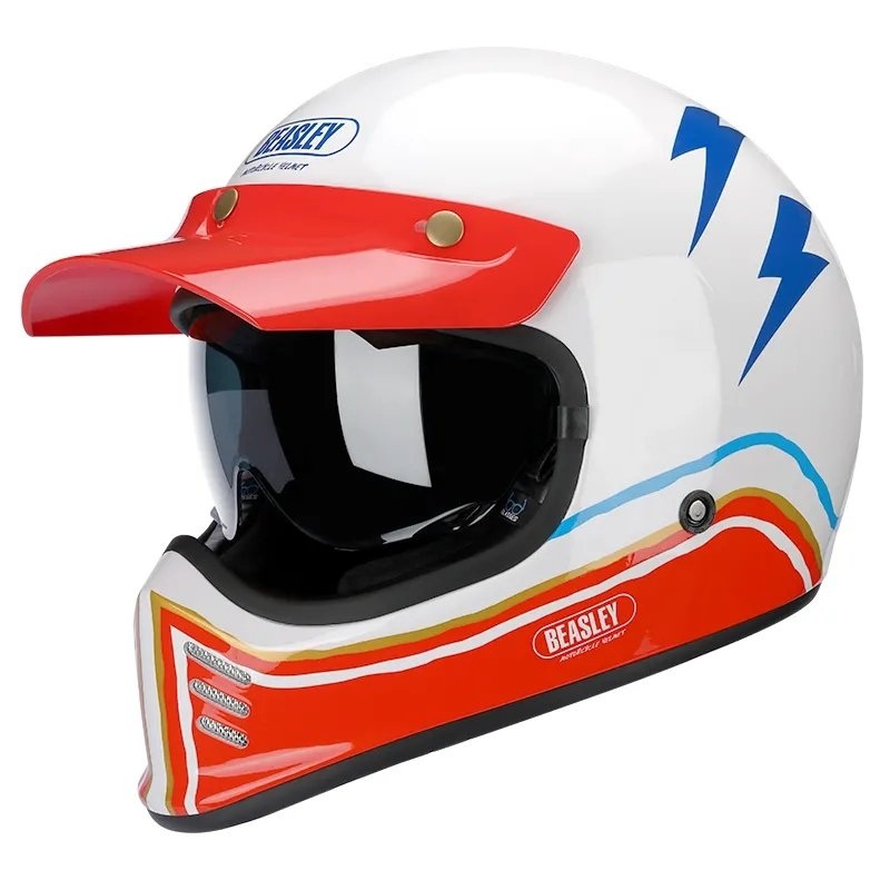 Red, White & Blue Lightning Beasley Motorcycle Helmet Small (S)= 50-53 CM’s