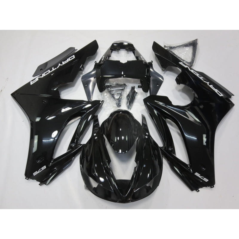 Triumph Daytona 675 (2009-2012) Black & White Fairings Clear Windscreen: Free No Bolt Kit