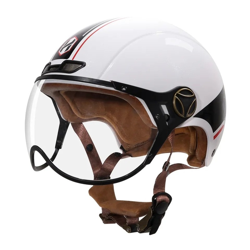 White, Black & Red Half Face Retro Space Motorcycle Helmet Small (S)= 50-53 CM’s