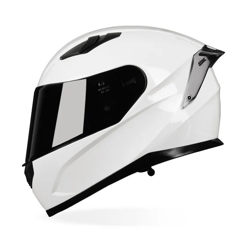 White HNJ Motorcycle Helmet with Black Visor Black Visor Medium (M)= 52-53 CM’s