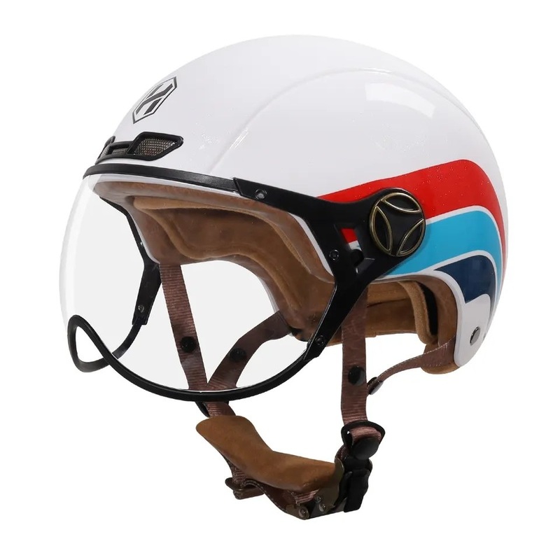 White, Red & Blue Half Face Retro Space Motorcycle Helmet Small (S)= 50-53 CM’s