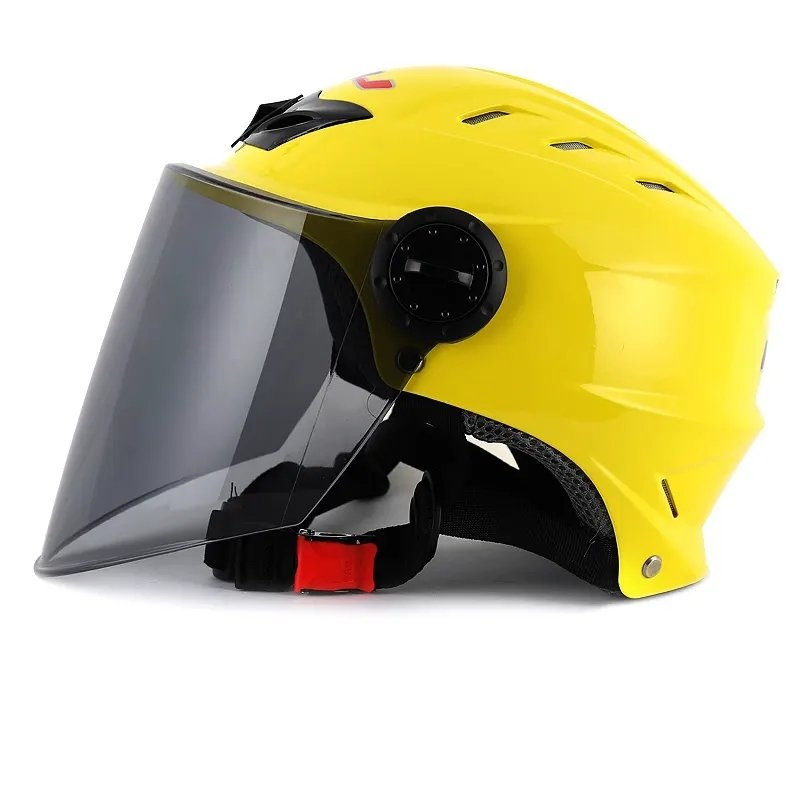 Yellow Half Face Motorcycle Helmet with Large Black Visor Clear Visor Small (S)= 50-53 CM’s