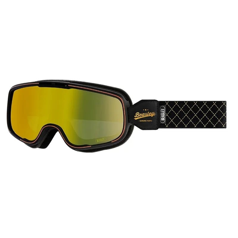 Beasley Motorcycle Helmet HD Goggles – Black, Gold Black-Gold
