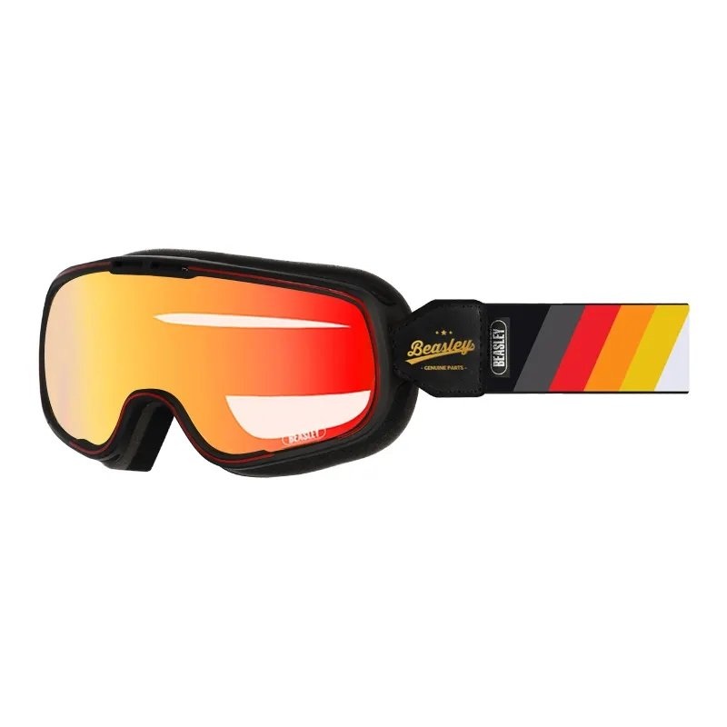 Beasley Motorcycle Helmet HD Goggles – Black, Red, Orange, Yellow & White Black-Red-Orange