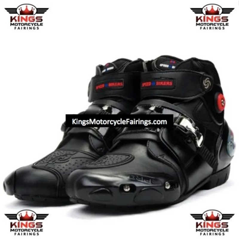 Black & Red Speed Leather Motorcycle Short Boots US: 6